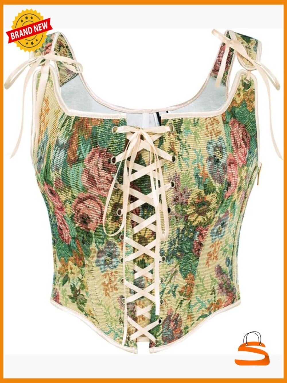 Renaissance Corset Bustier Top Overbust Bodyshaper Lace-Up